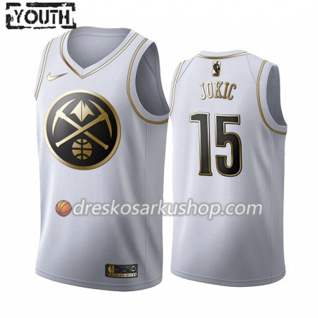 Dječji NBA Dres Denver Nuggets Nikola Jokic 15 Nike 2019-20 Bijela Golden Edition Swingman
